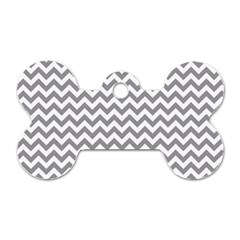 Grey And White Zigzag Dog Tag Bone (two Sided)