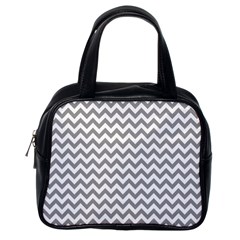 Grey And White Zigzag Classic Handbag (one Side) by Zandiepants