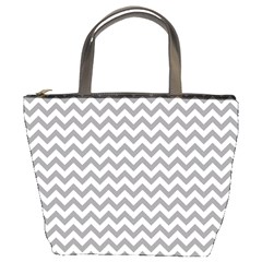 Grey And White Zigzag Bucket Handbag by Zandiepants