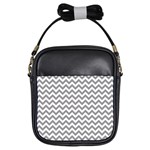 Grey And White Zigzag Girl s Sling Bag Front