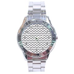 Grey And White Zigzag Stainless Steel Watch by Zandiepants