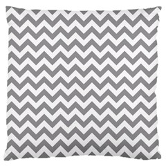 Grey And White Zigzag Large Cushion Case (single Sided)  by Zandiepants