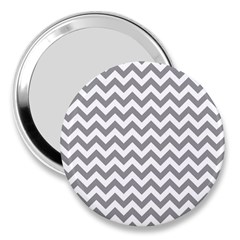 Grey And White Zigzag 3  Handbag Mirror