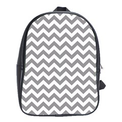 Grey And White Zigzag School Bag (xl) by Zandiepants