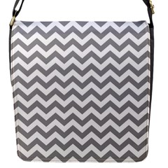 Grey And White Zigzag Flap Closure Messenger Bag (small) by Zandiepants