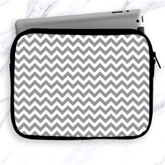 Grey And White Zigzag Apple Ipad Zippered Sleeve by Zandiepants