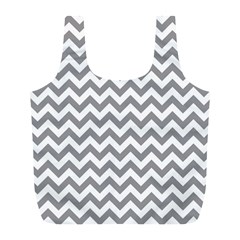 Grey And White Zigzag Reusable Bag (l) by Zandiepants