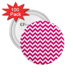 Hot Pink And White Zigzag 2 25  Button (100 Pack) by Zandiepants