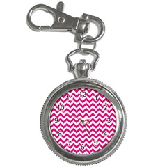 Hot Pink And White Zigzag Key Chain Watch by Zandiepants