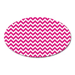 Hot Pink And White Zigzag Magnet (oval)