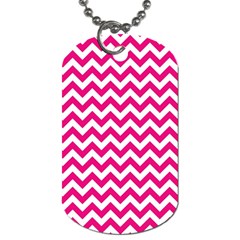 Hot Pink And White Zigzag Dog Tag (one Sided)