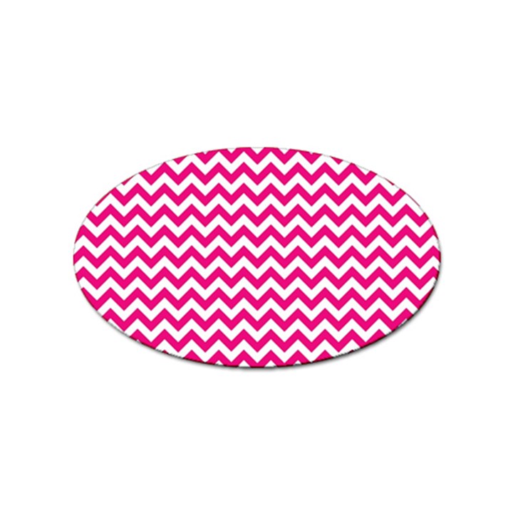 Hot Pink And White Zigzag Sticker 100 Pack (Oval)