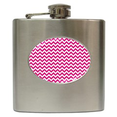 Hot Pink And White Zigzag Hip Flask by Zandiepants