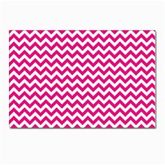 Hot Pink And White Zigzag Postcards 5  X 7  (10 Pack) by Zandiepants