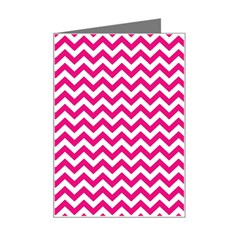 Hot Pink And White Zigzag Mini Greeting Card