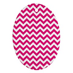 Hot Pink And White Zigzag Oval Ornament (two Sides) by Zandiepants