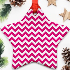 Hot Pink And White Zigzag Star Ornament (two Sides) by Zandiepants