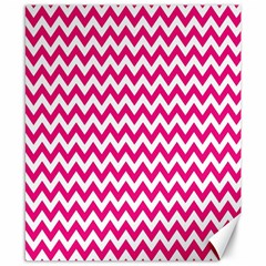 Hot Pink And White Zigzag Canvas 8  X 10  (unframed)