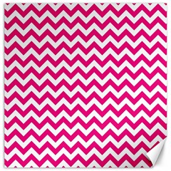 Hot Pink And White Zigzag Canvas 12  X 12  (unframed)