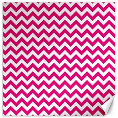 Hot Pink And White Zigzag Canvas 16  X 16  (unframed) by Zandiepants