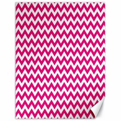 Hot Pink And White Zigzag Canvas 18  X 24  (unframed)