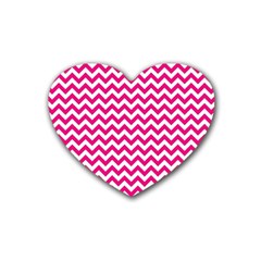 Hot Pink And White Zigzag Drink Coasters (heart)