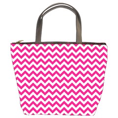 Hot Pink And White Zigzag Bucket Handbag by Zandiepants