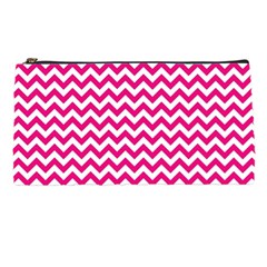 Hot Pink And White Zigzag Pencil Case by Zandiepants