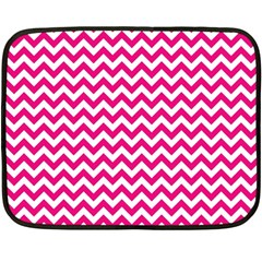 Hot Pink And White Zigzag Mini Fleece Blanket (two Sided) by Zandiepants