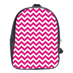 Hot Pink And White Zigzag School Bag (large) by Zandiepants