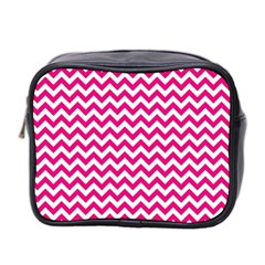 Hot Pink And White Zigzag Mini Travel Toiletry Bag (two Sides) by Zandiepants