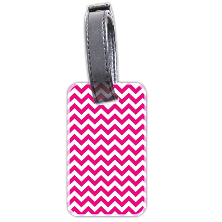 Hot Pink And White Zigzag Luggage Tag (Two Sides)