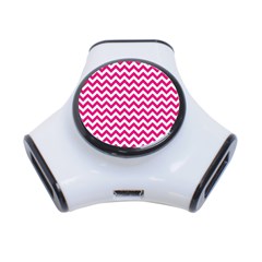 Hot Pink And White Zigzag 3 Port Usb Hub by Zandiepants