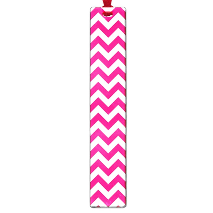 Hot Pink And White Zigzag Large Bookmark