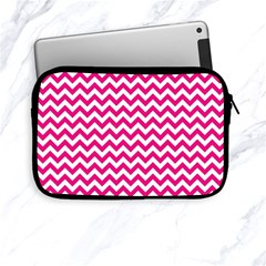 Hot Pink And White Zigzag Apple Ipad Mini Zippered Sleeve by Zandiepants