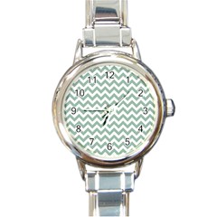 Jade Green And White Zigzag Round Italian Charm Watch