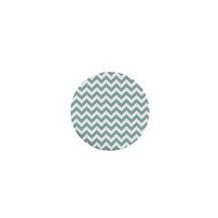 Jade Green And White Zigzag 1  Mini Button Magnet by Zandiepants