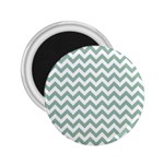 Jade Green And White Zigzag 2.25  Button Magnet Front