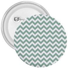 Jade Green And White Zigzag 3  Button