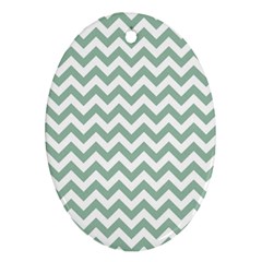 Jade Green And White Zigzag Oval Ornament