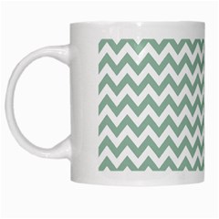 Jade Green And White Zigzag White Coffee Mug by Zandiepants