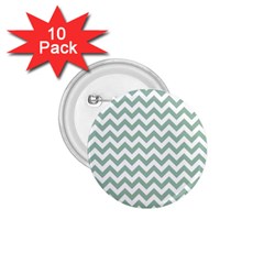 Jade Green And White Zigzag 1 75  Button (10 Pack) by Zandiepants