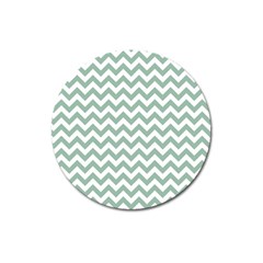 Jade Green And White Zigzag Magnet 3  (round)