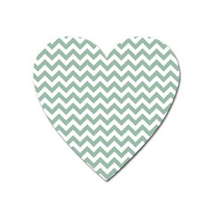 Jade Green And White Zigzag Magnet (heart)