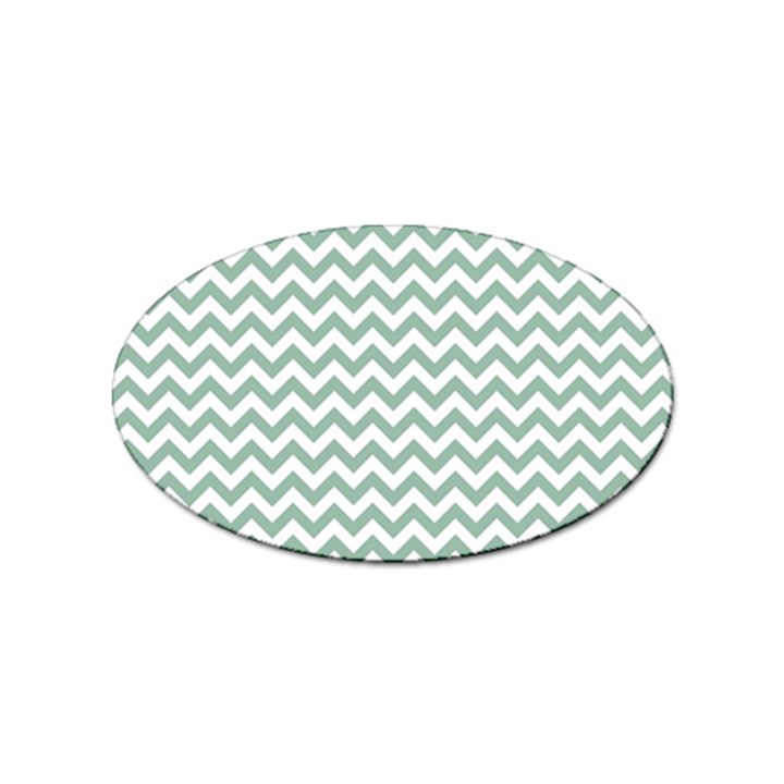 Jade Green And White Zigzag Sticker 100 Pack (Oval)