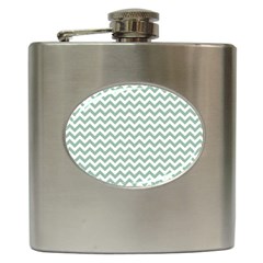 Jade Green And White Zigzag Hip Flask by Zandiepants