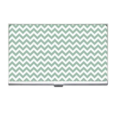 Jade Green And White Zigzag Business Card Holder