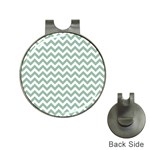 Jade Green And White Zigzag Hat Clip with Golf Ball Marker Front