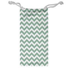 Jade Green And White Zigzag Jewelry Bag