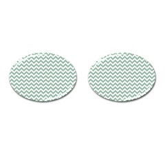 Jade Green And White Zigzag Cufflinks (oval) by Zandiepants